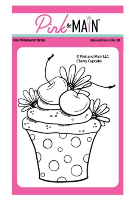 1 Tampon - Pink & Main - Cherry cupcake - Dimension : 9.5x7.5cm environ