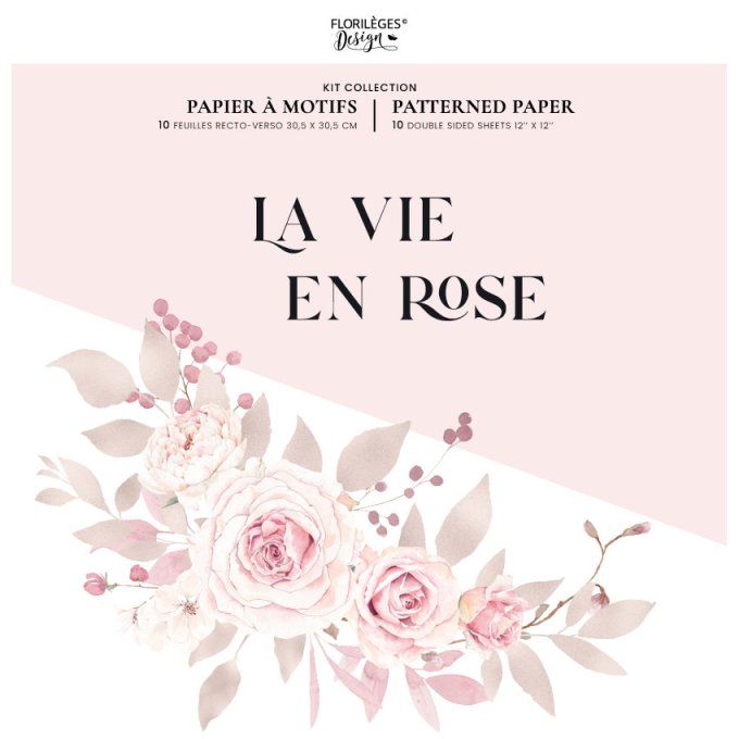 Florilèges Design, Collection La vie en rose, 30x30cm - 10 feuilles motif recto verso