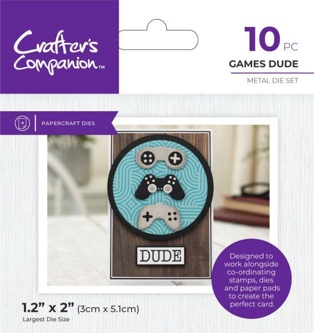 10 Dies/matrices de découpe, Crafter's companion - Games dude - dim.  du + grand die : 7.9x5.3cm