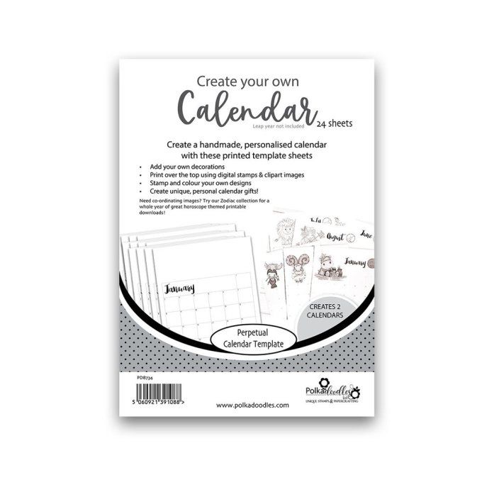 Polkadoodles - DIY - calendrier non daté à décorer - 24 feuilles format : 15x21cm environ