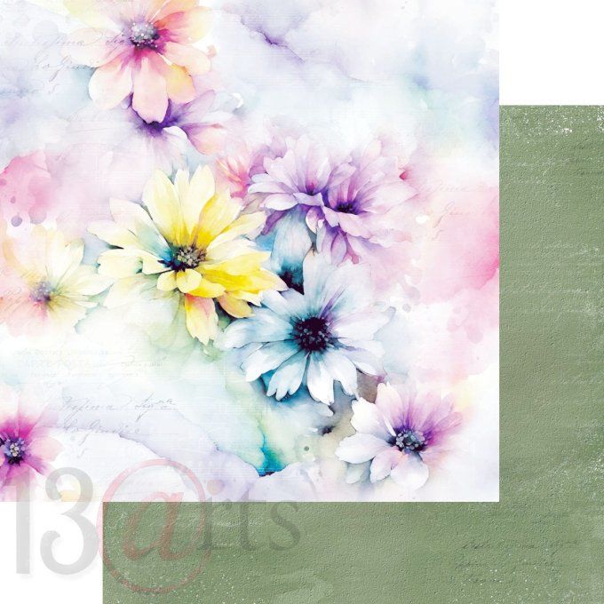 Ensemble de 8 feuilles, 30x30cm, Collection : Flow with colors, 13@rts - Motif recto verso  - 250g