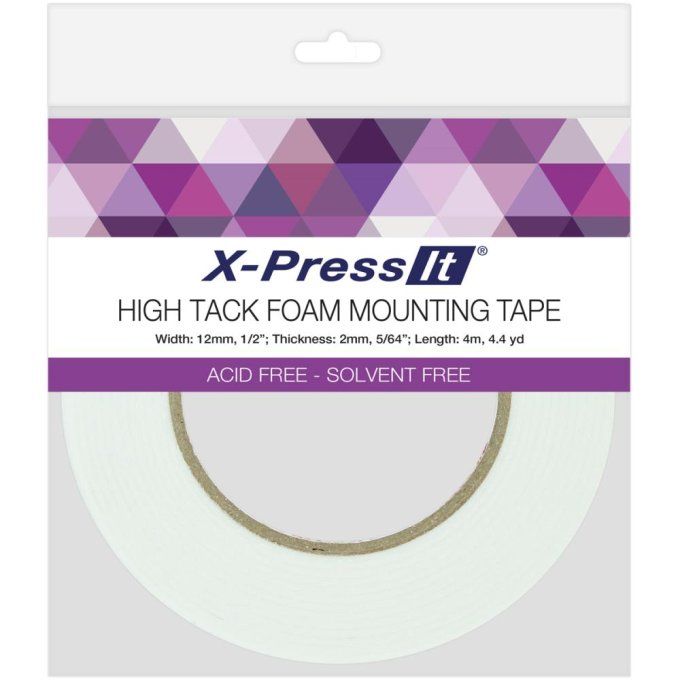 X-press it - Rouleau de 4m de mousse autocollante blanche, épaisseur 2mm et largeur 12mm