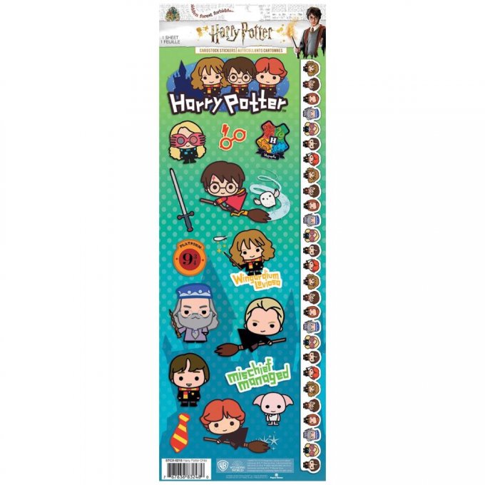 Planche de 14 stickers cartonnés - Harry Potter - Dimension de la planche : 11x26.5cm