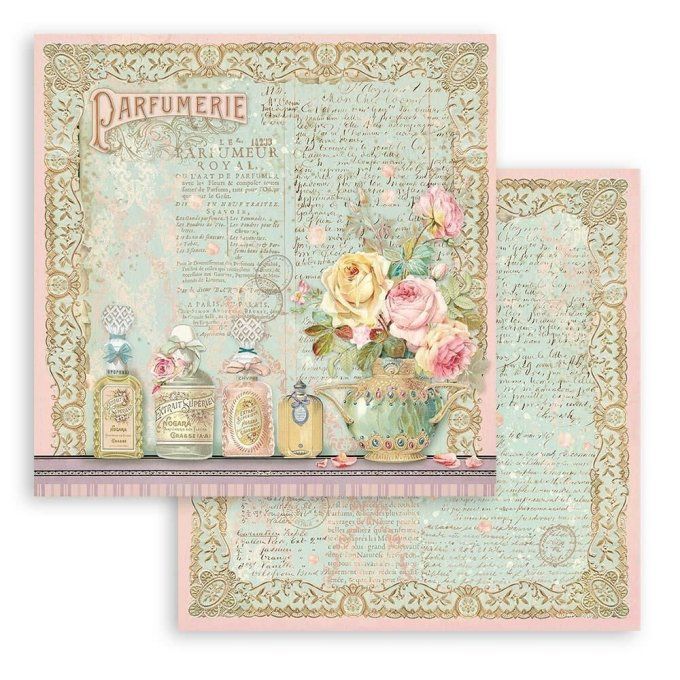 Collection Rose Parfum, 20x20cm - 10 feuilles motif recto verso - Stamperia - 190g