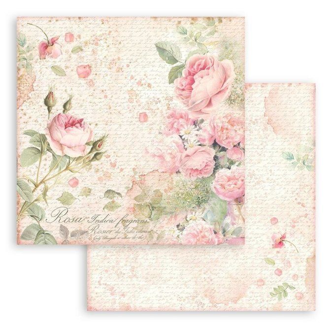 Collection Rose Parfum, 20x20cm - 10 feuilles motif recto verso - Stamperia - 190g