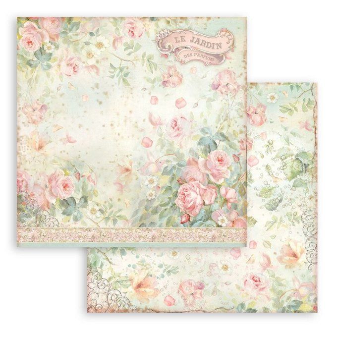 Collection Rose Parfum, 20x20cm - 10 feuilles motif recto verso - Stamperia - 190g