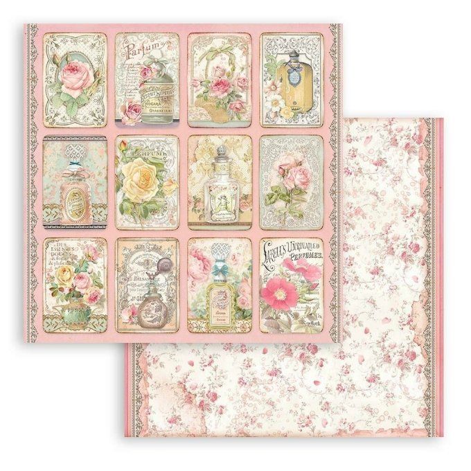 Collection Rose Parfum, 20x20cm - 10 feuilles motif recto verso - Stamperia - 190g