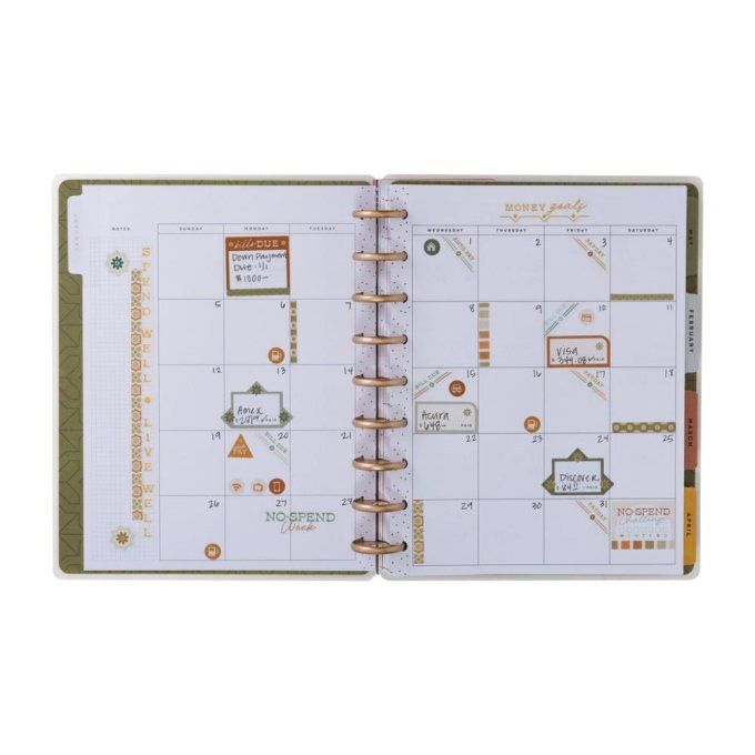 Happy planner, non daté, dimensions : 17.78cmx23.5cm environ, thème budgétisation
