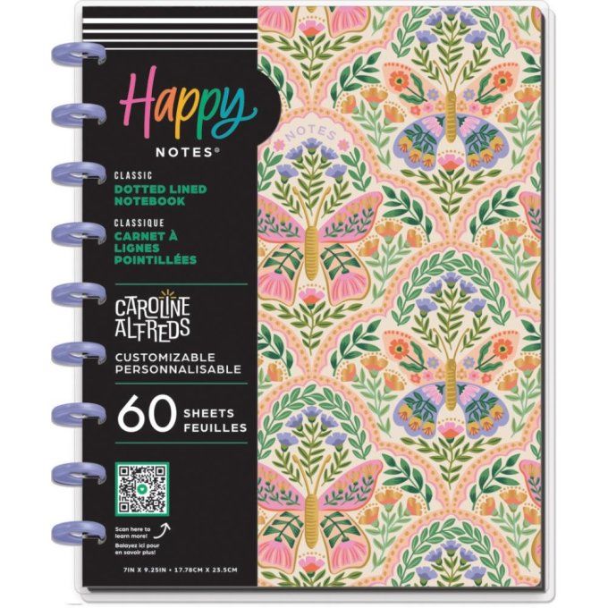 Happy notes, notebook, carnet  lignes pointillées, dimensions : 17.78cmx23.5cm environ