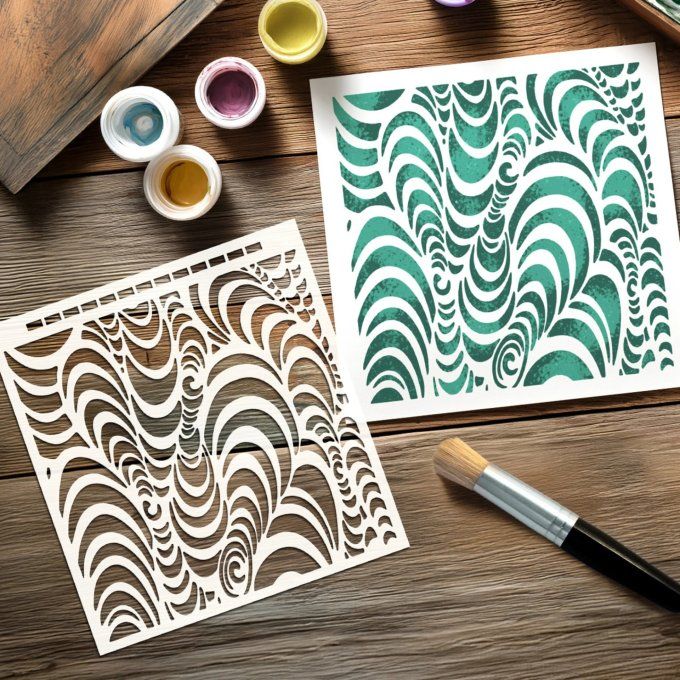 Cosmic shimmer, Katy Sue et Andy Skinner - pochoir, 20x20cm environ - Trance