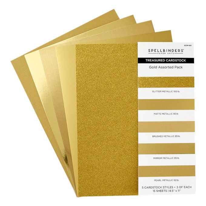 Spellbinders - ensemble de cardstock couleur or - Dimension : 21.5x28cm environ 