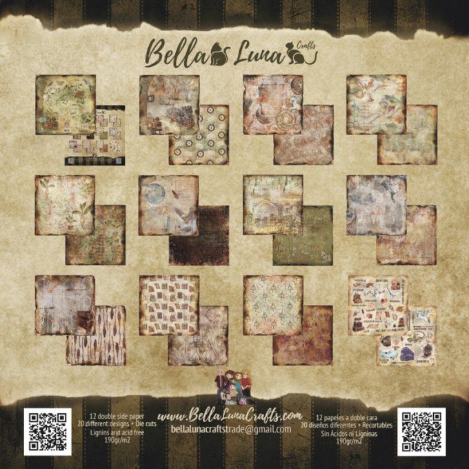 Ensemble de 12 feuilles motif recto verso, 30x30 - Always III - Wanted - BellaLuna crafts