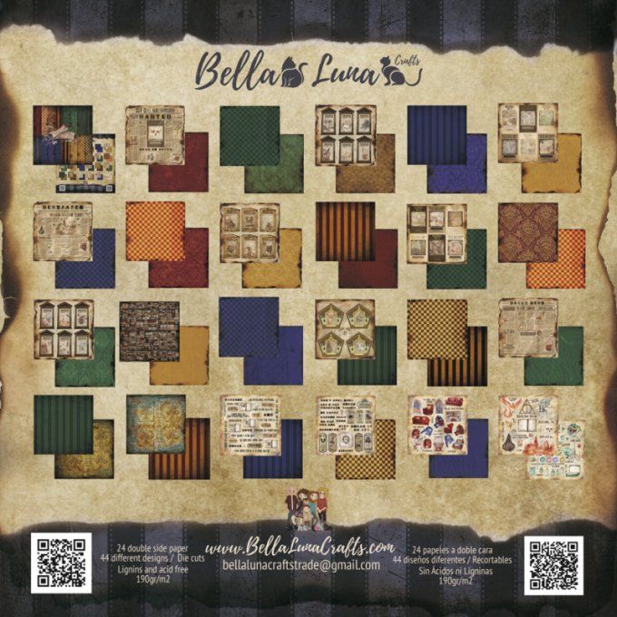 Ensemble de 24 feuilles motif recto verso, 30x30 - Dead or Alive - BellaLuna crafts