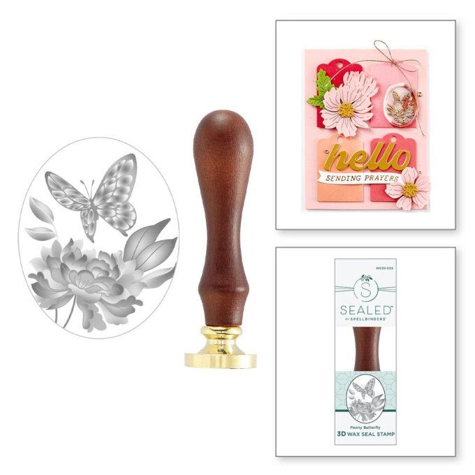 Tampon de cire avec poignée, Spellbinders, Peony Butterfly