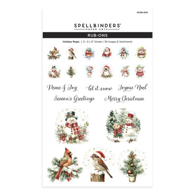 Spellbinders - 2 feuilles 15x20cm environ de Rub-ons, Holiday magic
