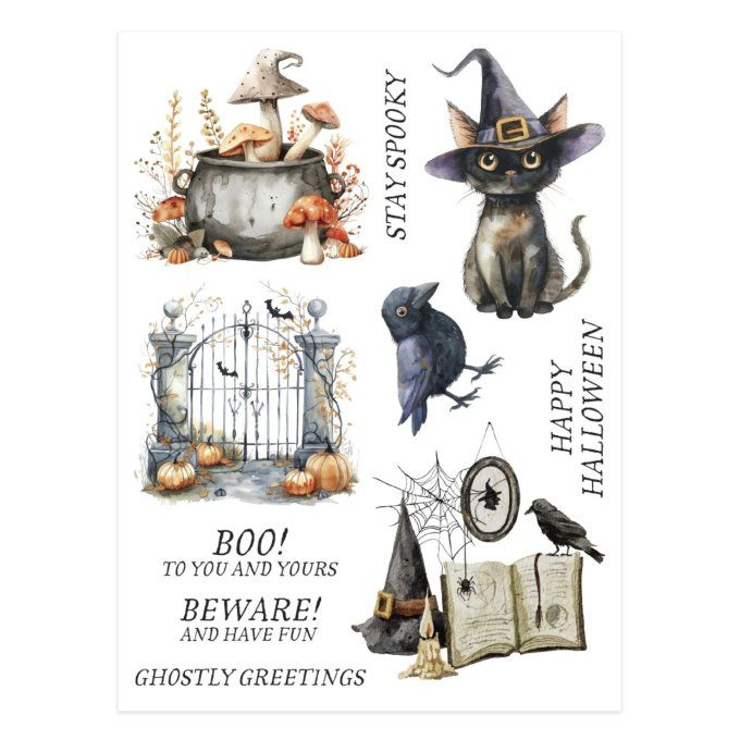 Spellbinders - 2 feuilles 15x20cm environ de Rub-ons, Stay spooky