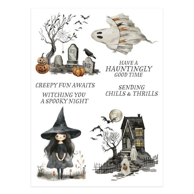 Spellbinders - 2 feuilles 15x20cm environ de Rub-ons, Stay spooky
