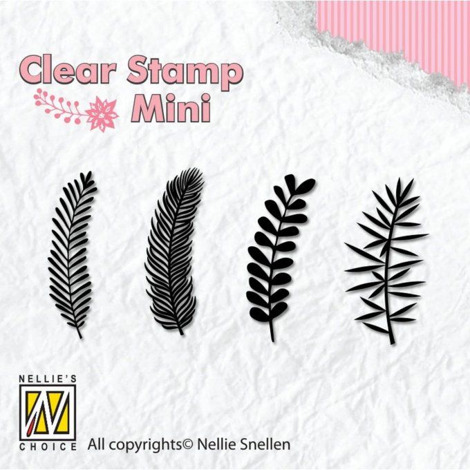 4 mini Tampons, Nellie's - Christmas Branches - Dimension de la planche : 6.5x3.3cm environ 