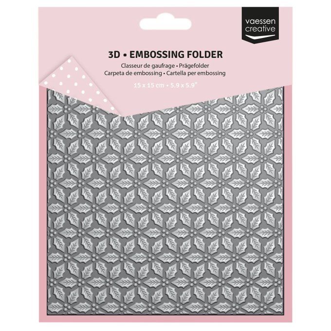 Classeur d'embossage, feuilles de houx - dimension : 15x15cm environ