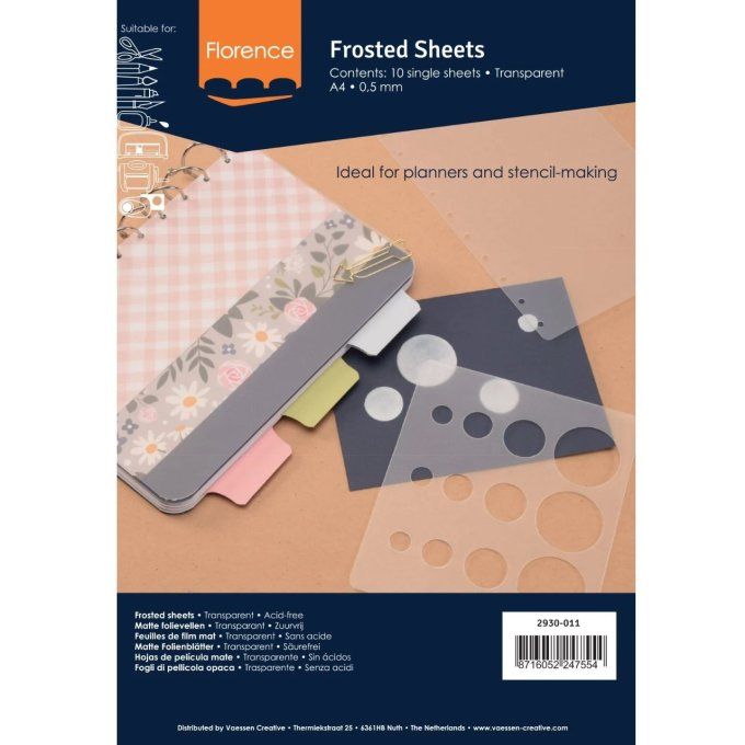 10 feuilles épaisses mats - format A4, transparent