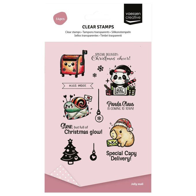 Planche de 14 petits tampons - Panda claus