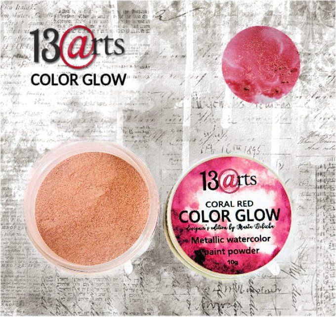 Pigment en poudre, 13@rts, Color Glow, Coral red - 10g environ