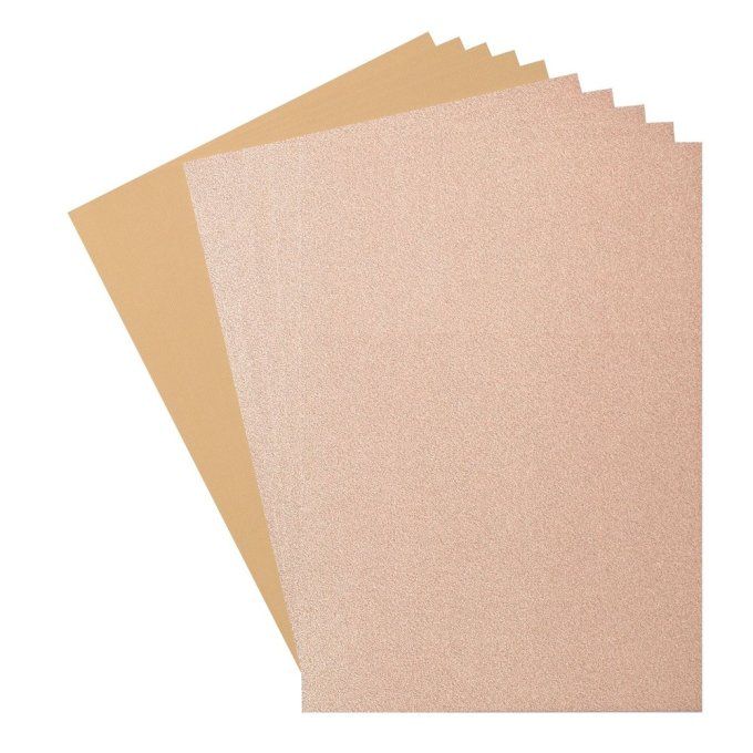 Lot de 10 Feuilles avec 5 cardstock couleur parchemin et 5 papiers pailletés  light gold -format A4