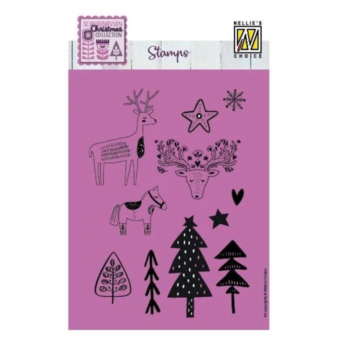 11 Tampons, Nellie's - Scandinavian christmas - Dimension de la planche : 14.5x10.5cm environ