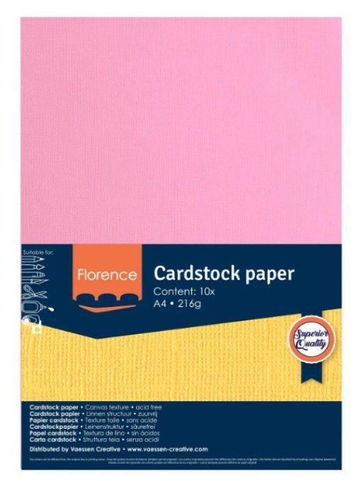 Cardstock Couleur : Pink, 216g, lot de 10 feuilles - Format A4 (texturé)