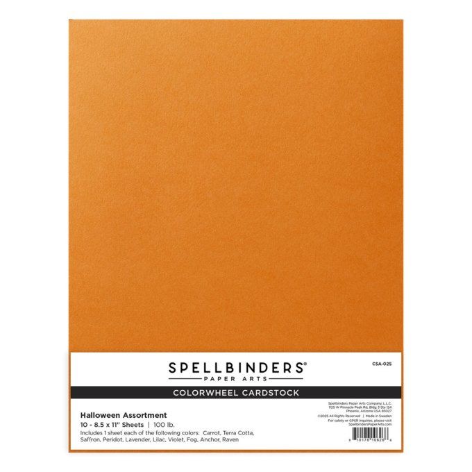 Spellbinders, Cardstock, Colorwheel couleur : Halloween, 270gsm, 10 feuilles, 21.5x27.5cm environ