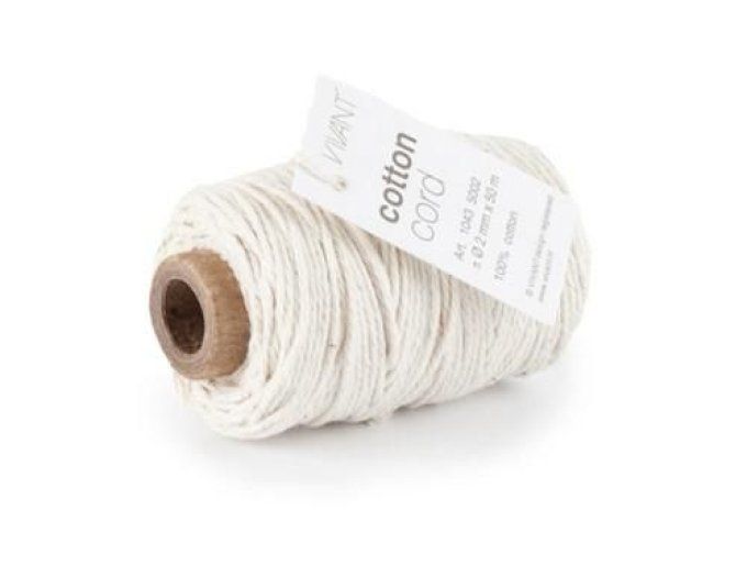 Ficelle en coton - couleur creme/ivoire - Vivant - 2mm de diamètre et 50m de long