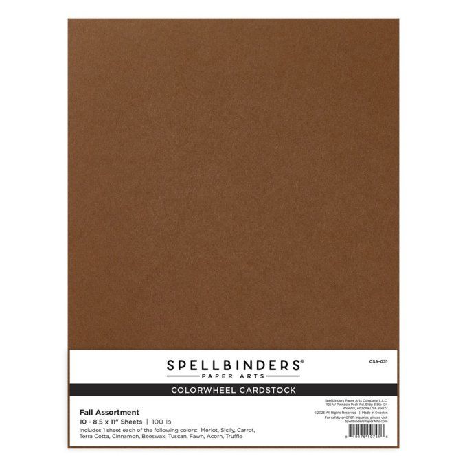 Spellbinders, Cardstock, Colorwheel couleur : Fall, 270gsm, 10 feuilles, 21.5x27.5cm environ