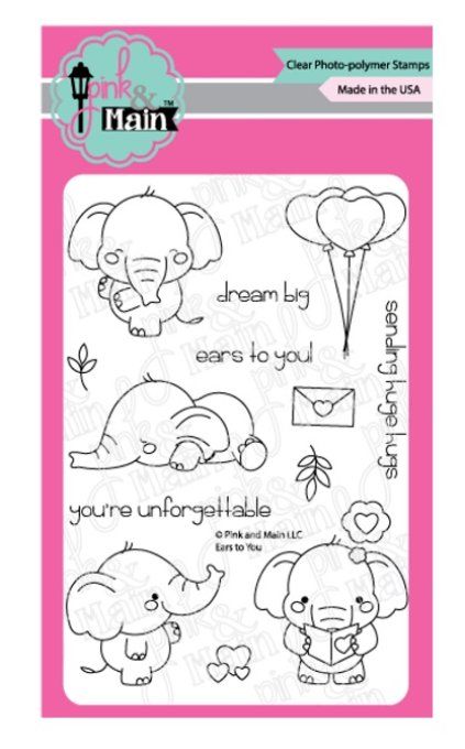 12 Tampons - Pink & Main - Ears to you - Dimension de la planche : 10.5x14.5cm environ