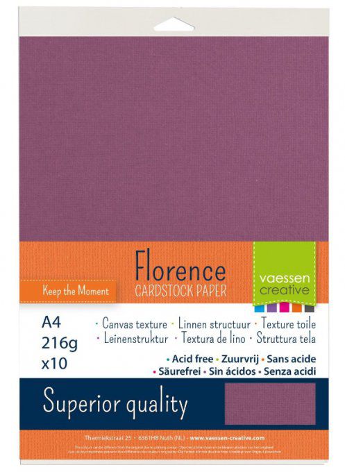 Cardstock Couleur : Mauve, 216g, lot de 10 feuilles - Format A4 (texturé)