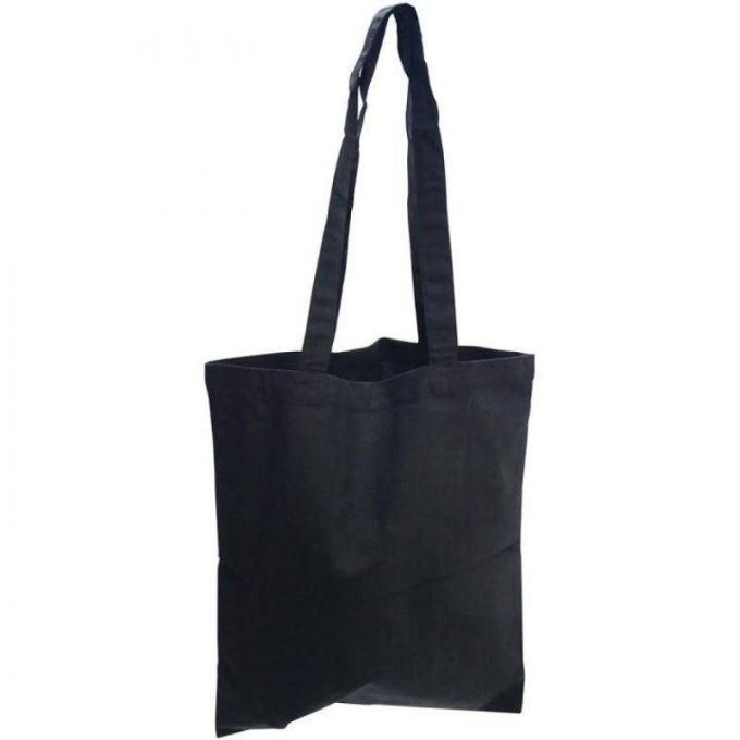 Sac façon tote bag, en coton à customiser (dimension : 35x38cm environ)  - Noir