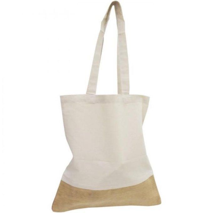 Sac façon tote bag, bicolore en coton à customiser (dimension : 35x38cm environ)