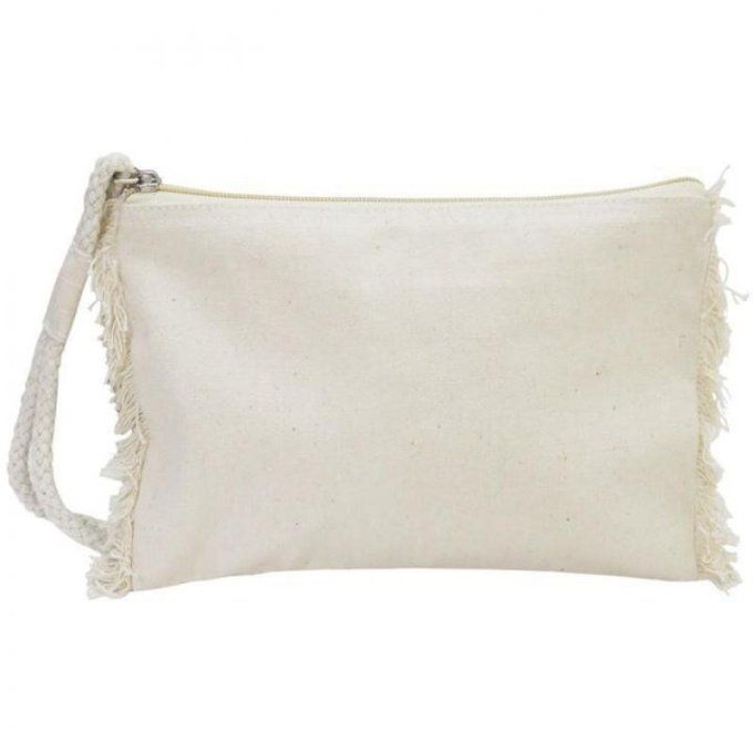 Trousse à franges, en coton à customiser (dimension : 23x15cm environ)