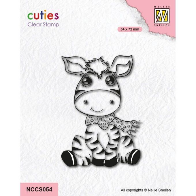 Tampon clear, Nellie's choice, Cutie zebra - dim. : 54x72mm