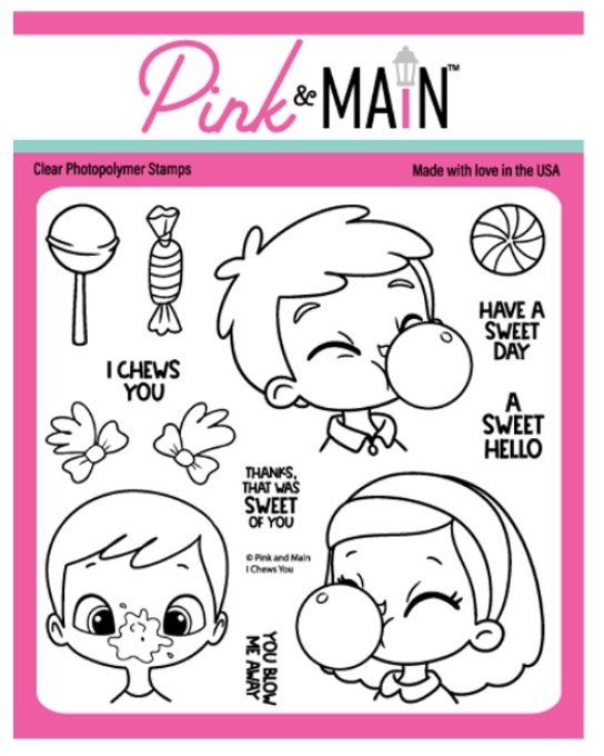 13 Tampons - Pink & Main - I chews you - Dimension de la planche : 15.5x15.5cm environ