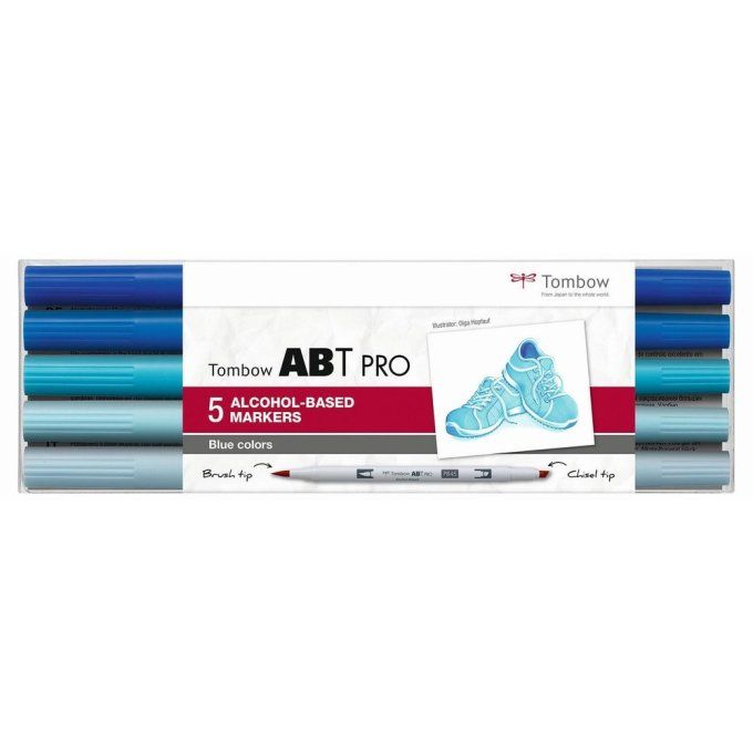 5 Feutres à alcool, Tombow ABT Pro, couleur : bleu