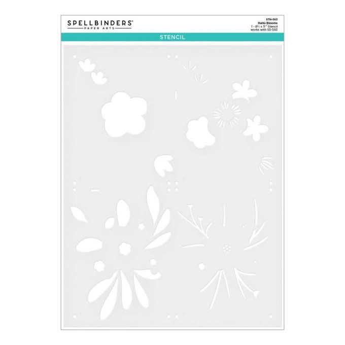 Pochoir - Spellbinders, Hello blooms, dimension : 21.5x27.5cm environ 