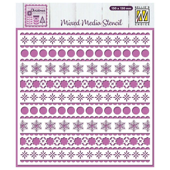 Pochoir, Nellie's - Scandinavian flowers - 15x15cm environ