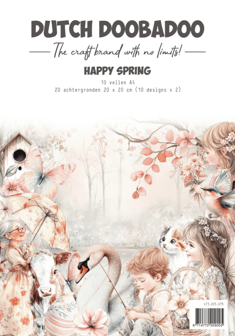 Papier, Dutch Doobadoo - Happy spring - format A4 et 20x20cm