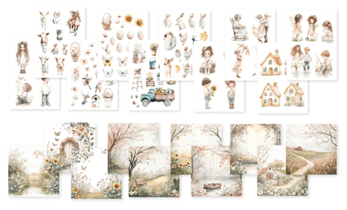 Papier, Dutch Doobadoo - Happy spring - format A4 et 20x20cm