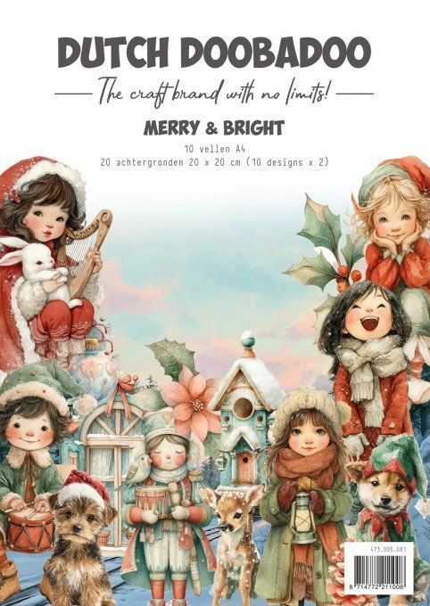 Papier, Dutch Doobadoo - Merry & Bright - format A4 et 20x20cm