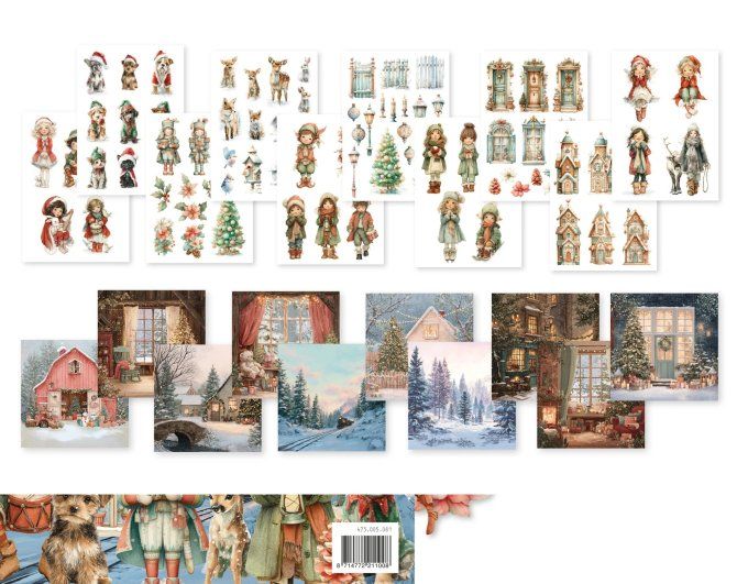 Papier, Dutch Doobadoo - Merry & Bright - format A4 et 20x20cm