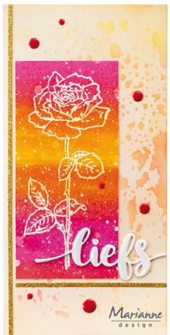 Tampon clear, Rose, Marianne Design - dim. du tampon : 12.5x5.5cm environ