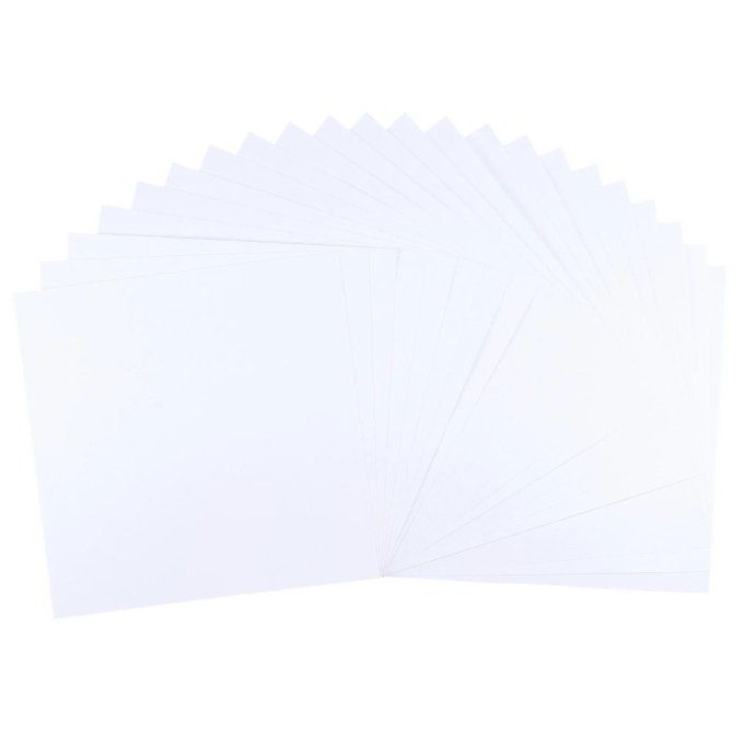 Cardstock Couleur : Blanc, 216g, lot de 20 feuilles - 30x30cm (lisse)