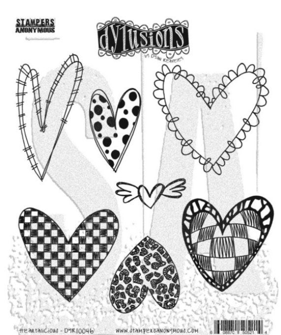 7 Tampons cling/caoutchouc - Stampers anonymous, Dylusions - Heartalicious