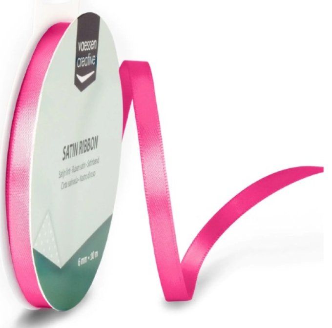 Rouleau ruban satiné, couleur : Rose - dimension : 6mmx10m